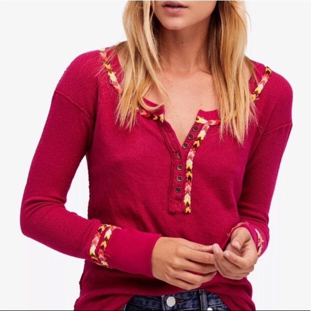 Free people We The Free Rainbow Thermal Pink New